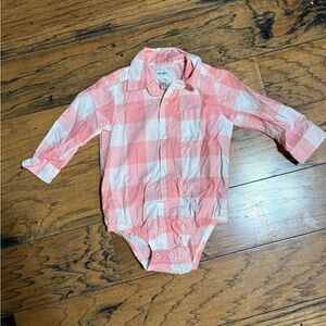 Carter's Pink and White Plaid Baby Onesie